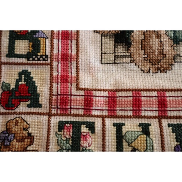 Finished Cross Stitch Bobbie G Designs Teddy Love Alphabet Blocks Completed - Picture 11 of 11